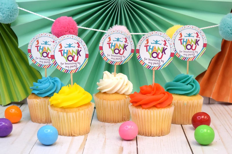 Amanda Creation Jump and Bounce Birthday Party Thank You Sticker Labels, 40 2" Party Circle Stickers by AmandaCreation, Great for Party Favors, Envelope Seals & Goodie Bags - Image 2